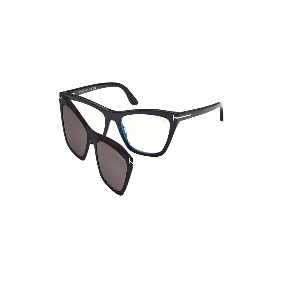 Tom Ford FT5971-B with Clip-On 1 Blauw-Light Block Zwart Dames Bril