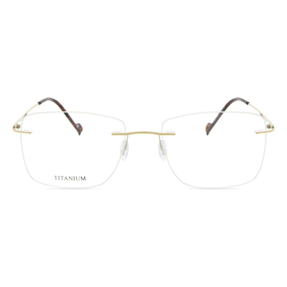 Heren Rechthoek Randloos Titanium Goud Bril - Anti-Blauwlichtglazen - SmartBuy Collection