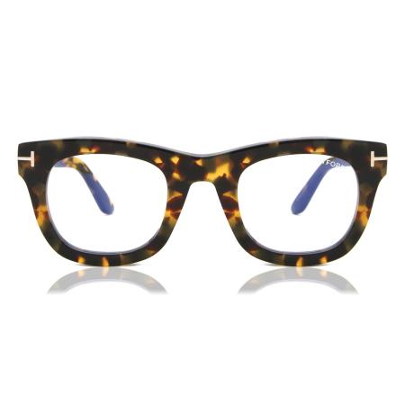 Tom Ford FT5872-B Blauw-Light Block 055 Tortoiseshell Heren Bril