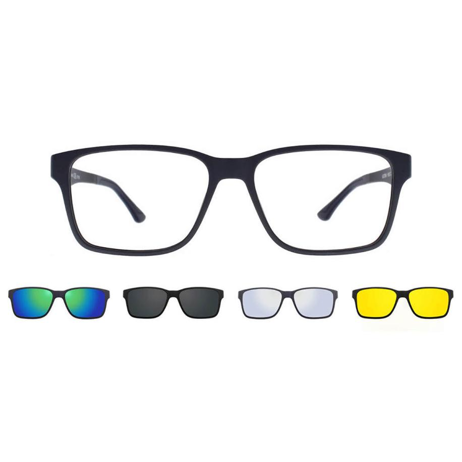 Heren Rechthoek Clip-On Plastic Blauw Bril - Anti-Blauwlichtglazen - SmartBuy Collection