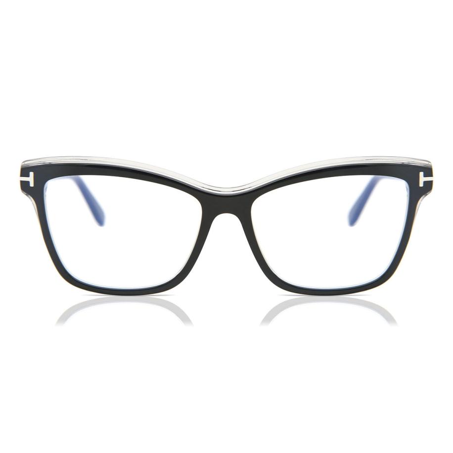 Tom Ford FT5619-B 1 Blauw-Light Block Zwart Dames Bril