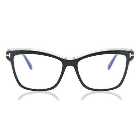 Tom Ford FT5619-B 001 Blauw-Light Block Zwart Dames Bril