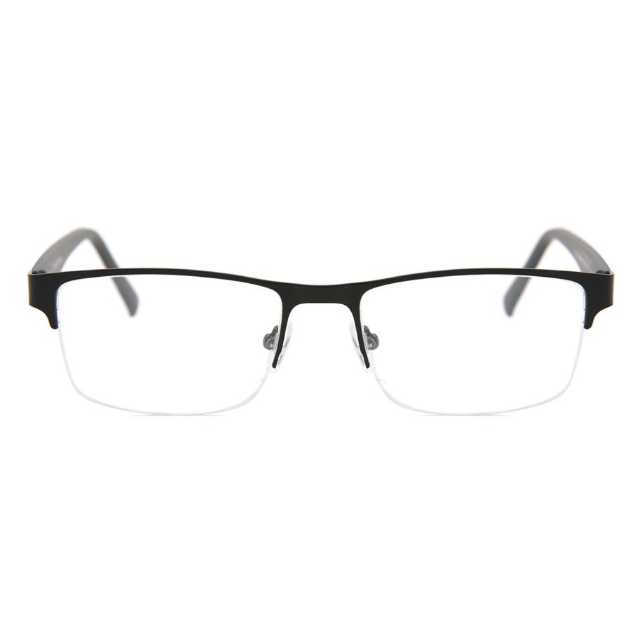 Heren Rechthoek Semi Randloos Metaal Zwart Bril - Anti-Blauwlichtglazen - SmartBuy Collection