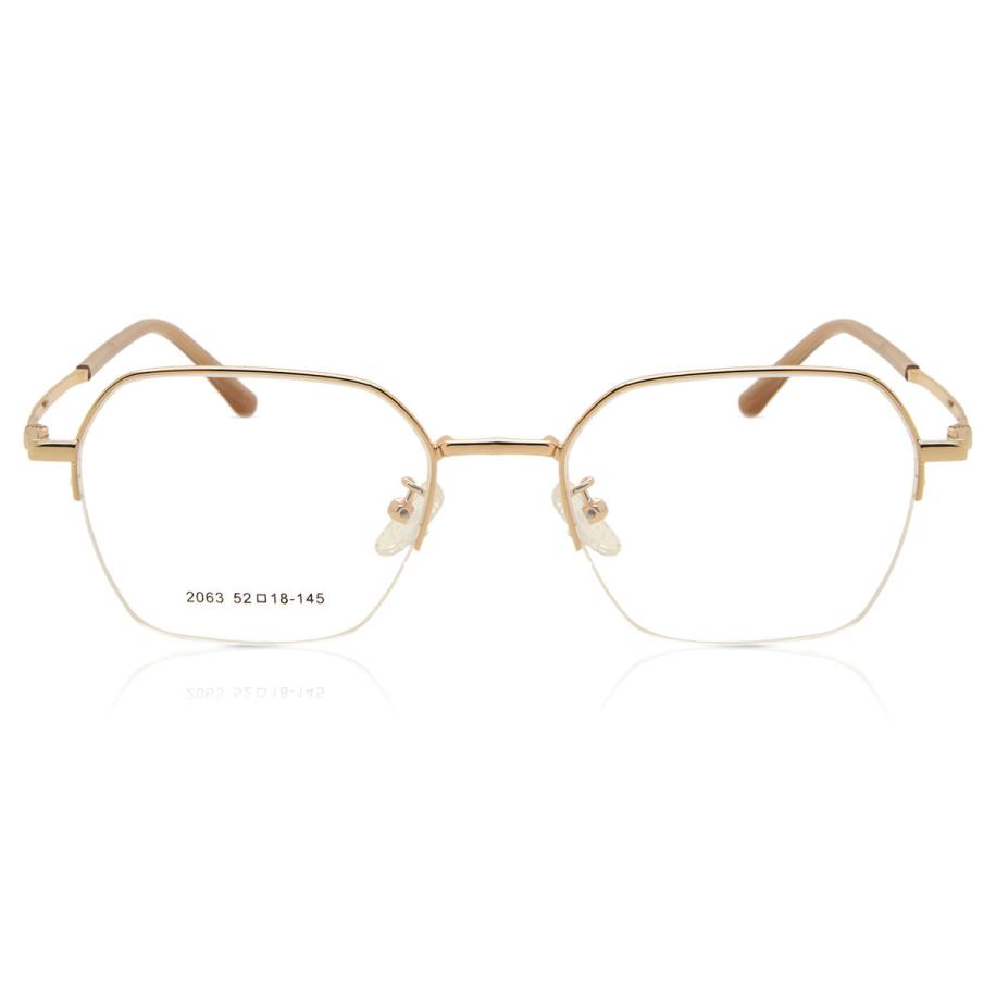Heren Vierkant Semi Randloos Metaal Goud Bril - Anti-Blauwlichtglazen - SmartBuy Collection