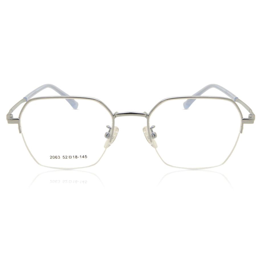 Heren Vierkant Semi Randloos Metaal Zilver Bril - Anti-Blauwlichtglazen - SmartBuy Collection