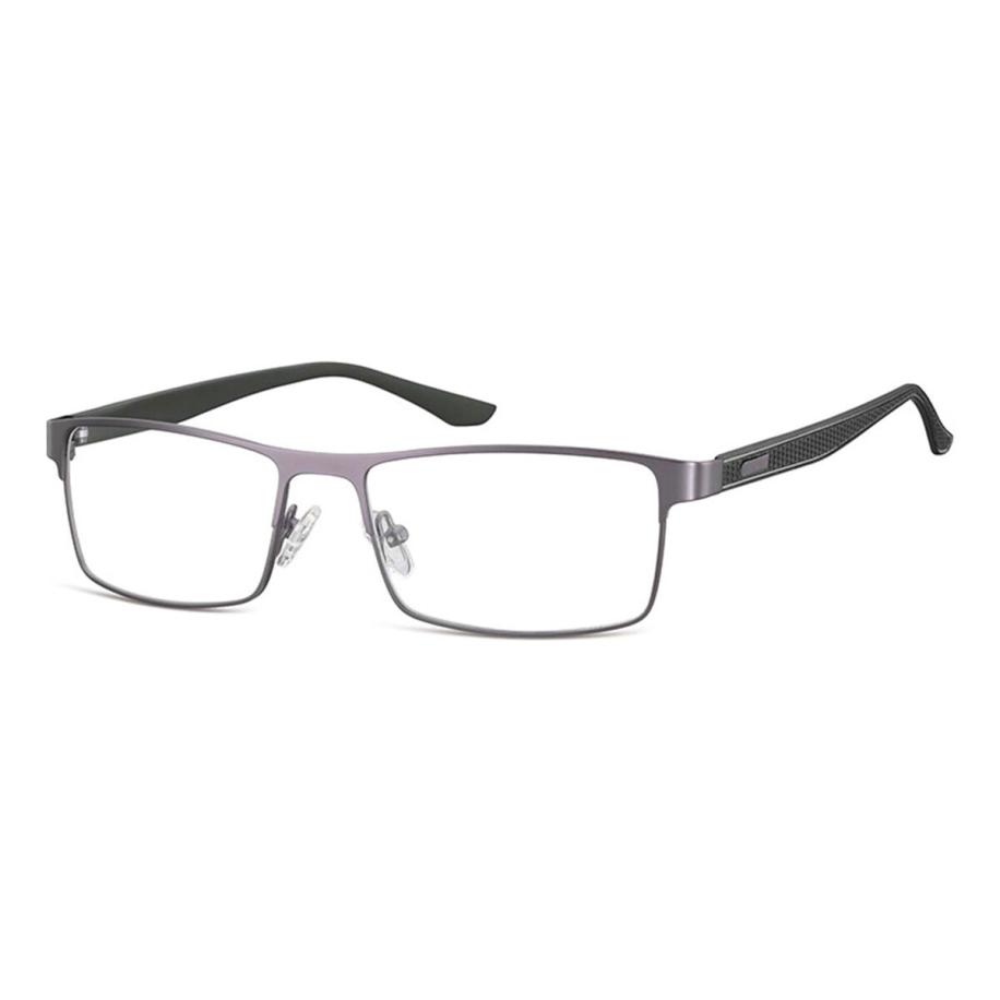 Heren Rechthoek Volledige rand Metaal Grijs Bril - Anti-Blauwlichtglazen - SmartBuy Collection