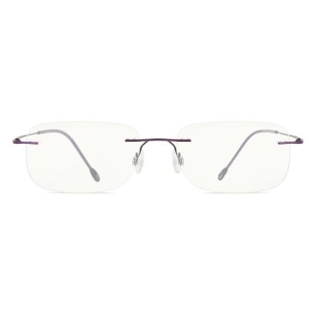 Heren Rechthoek Randloos Titanium Purple Bril - Anti-Blauwlichtglazen - SmartBuy Collection