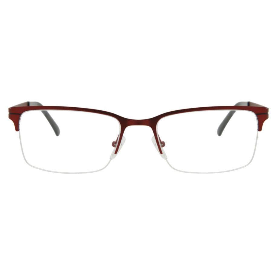 Heren Rechthoek Semi Randloos Metaal Bordeaux Bril - Anti-Blauwlichtglazen - SmartBuy Collection