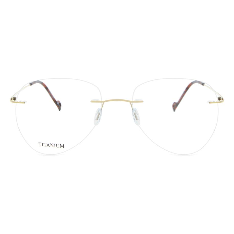 Heren Ovaal Randloos Titanium Goud Bril - Anti-Blauwlichtglazen - SmartBuy Collection