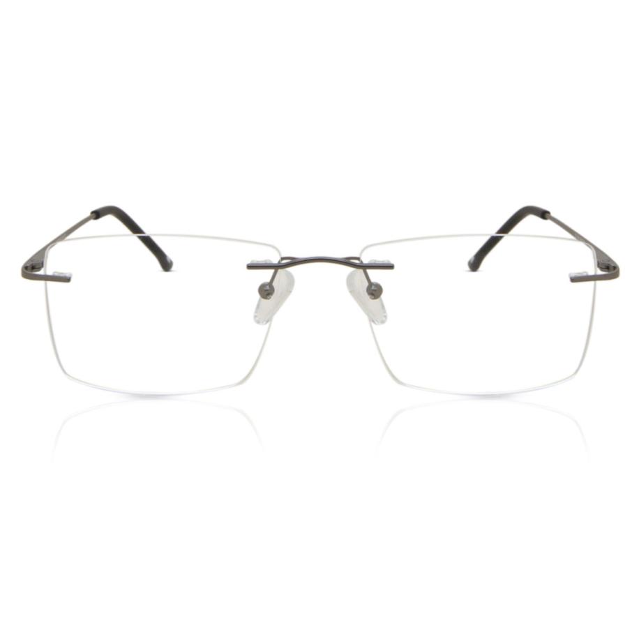 Heren Vierkant Randloos Metaal Grijs Bril - Anti-Blauwlichtglazen - SmartBuy Collection
