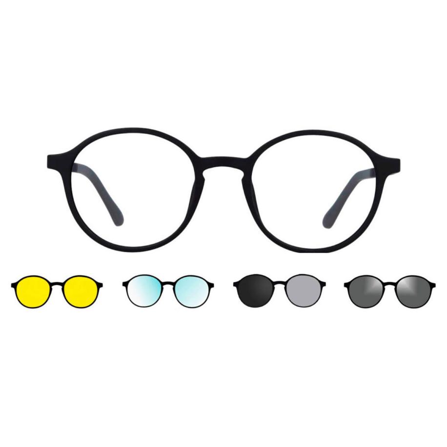 Heren Ovaal Clip-On Plastic Zwart Bril - Anti-Blauwlichtglazen - SmartBuy Collection