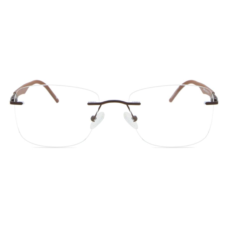 Heren Vierkant Randloos Metaal Bruin Bril - Anti-Blauwlichtglazen - SmartBuy Collection