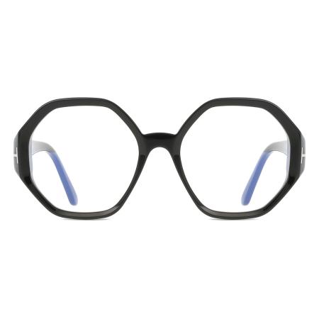 Tom Ford FT5967-B 001 Blauw-Light Block Zwart Dames Bril