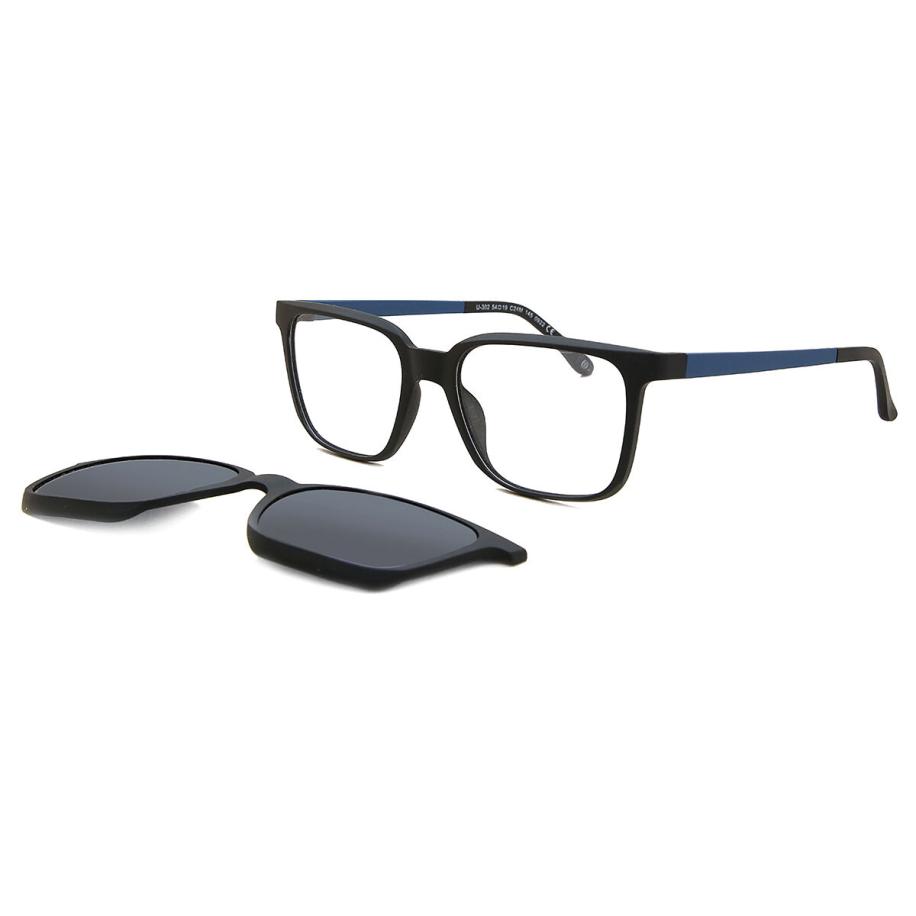 Heren Vierkant Clip-On Plastic Zwart Bril - Anti-Blauwlichtglazen - SmartBuy Collection