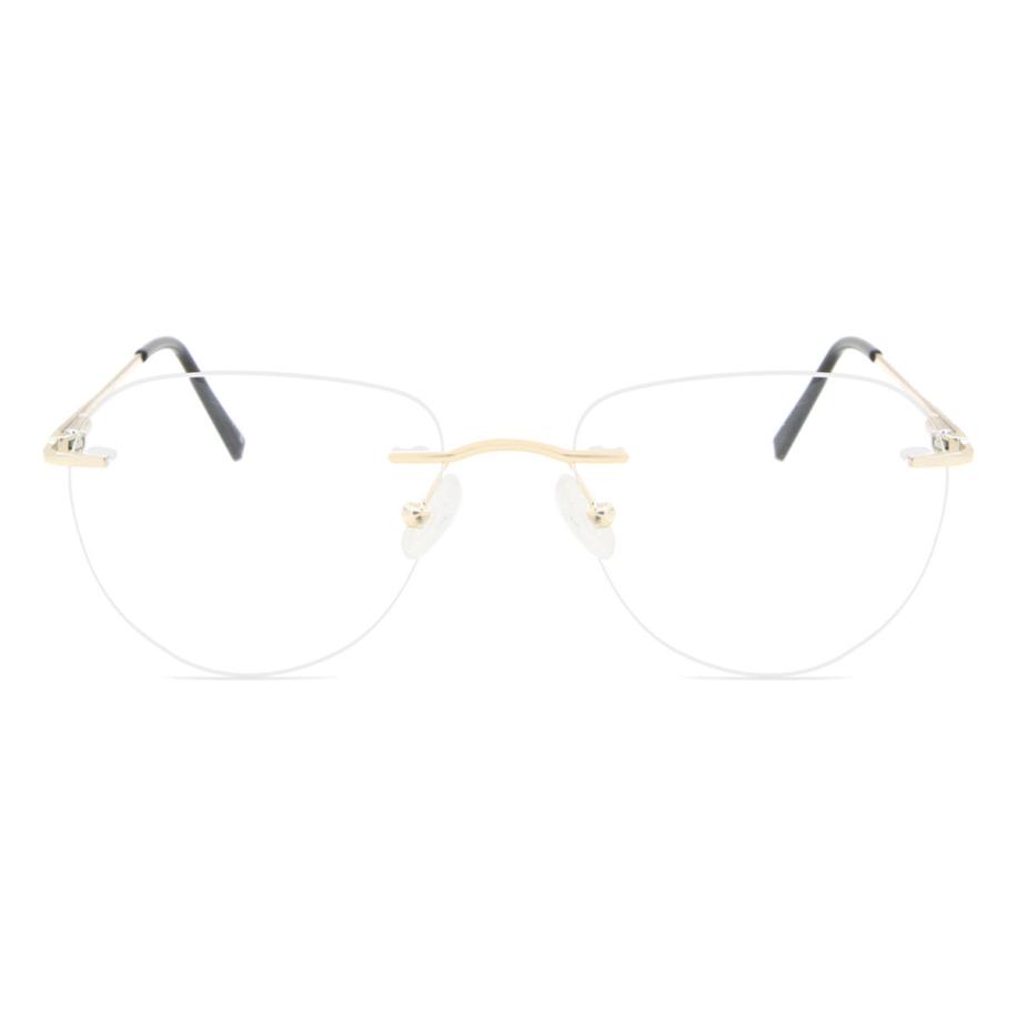 Heren Ovaal Randloos Metaal Goud Bril - Anti-Blauwlichtglazen - SmartBuy Collection