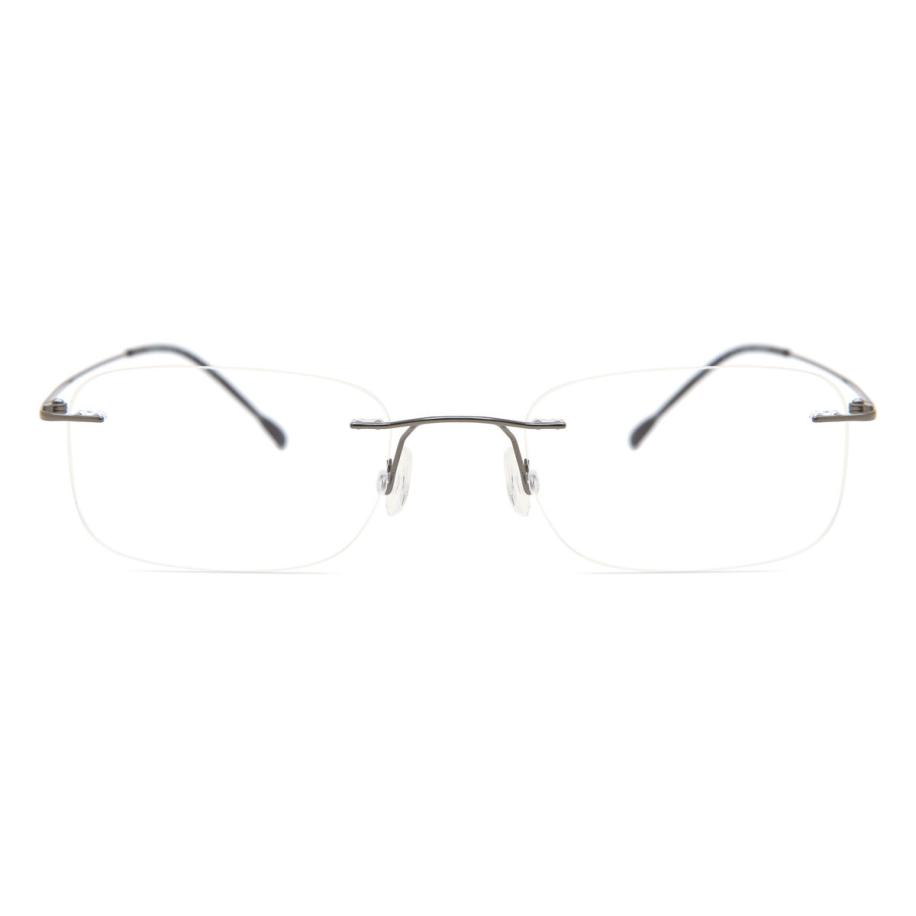 Heren Vierkant Randloos Titanium Grijs Bril - Anti-Blauwlichtglazen - SmartBuy Collection