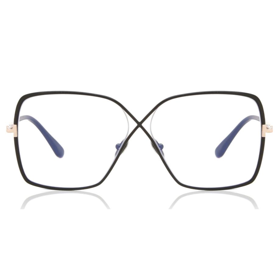 Tom Ford FT5841-B 1 Blauw-Light Block Zwart Dames Bril