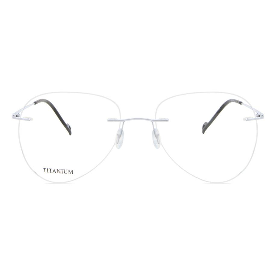 Heren Ovaal Randloos Titanium Zilver Bril - Anti-Blauwlichtglazen - SmartBuy Collection