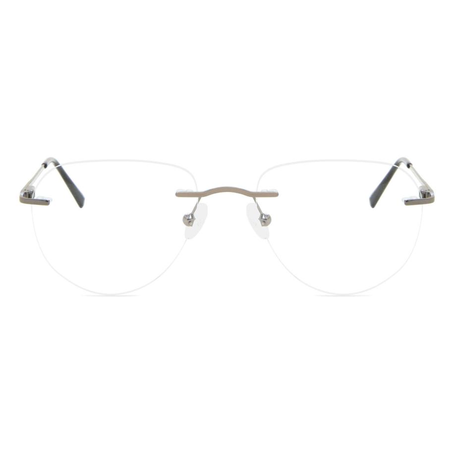 Heren Ovaal Randloos Metaal Gunmetal Bril - Anti-Blauwlichtglazen - SmartBuy Collection