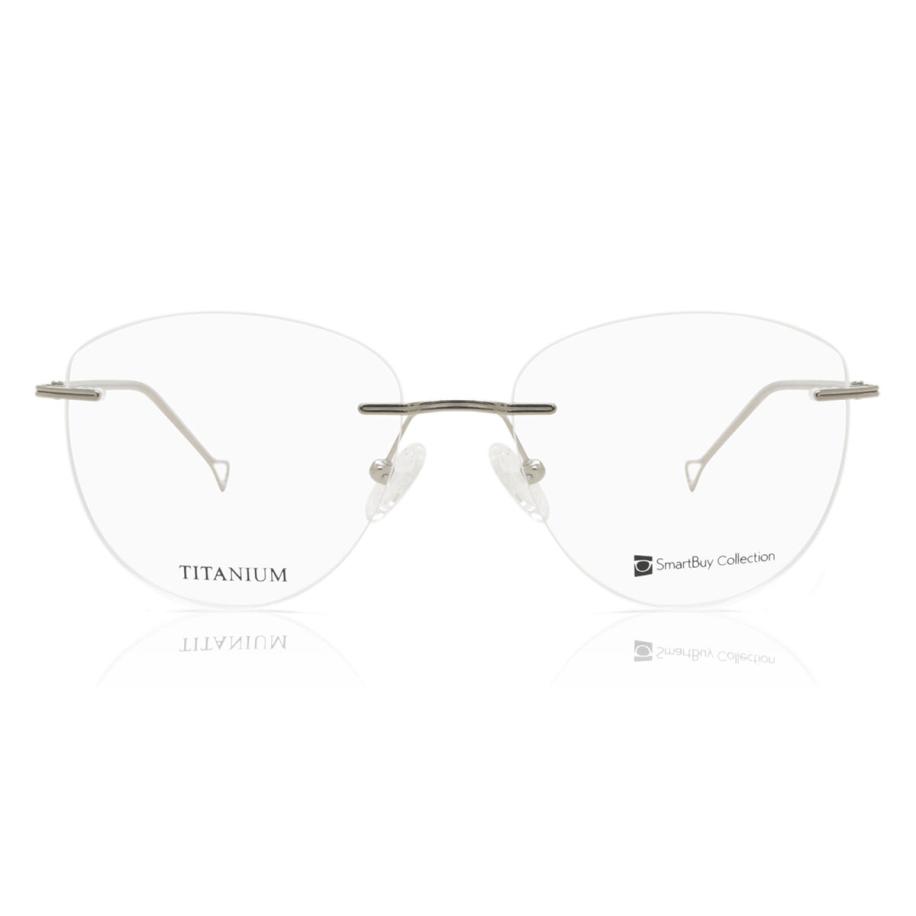 Heren Ovaal Randloos Titanium Grijs Bril - Anti-Blauwlichtglazen - SmartBuy Collection