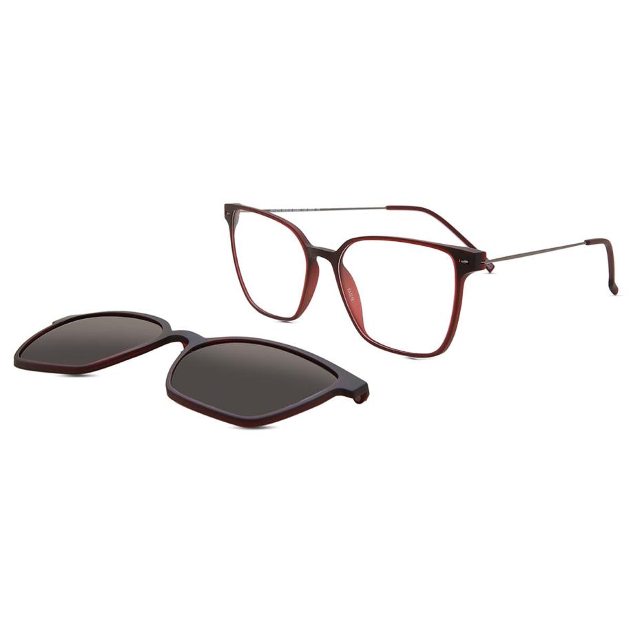 Heren Vierkant Clip-On Plastic Rood Bril - Anti-Blauwlichtglazen - SmartBuy Collection