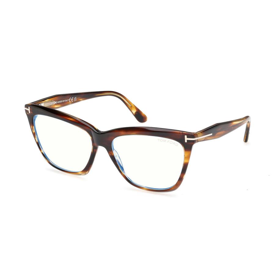Tom Ford FT6064-B 55 Blauw-Light Block Tortoiseshell Dames Bril