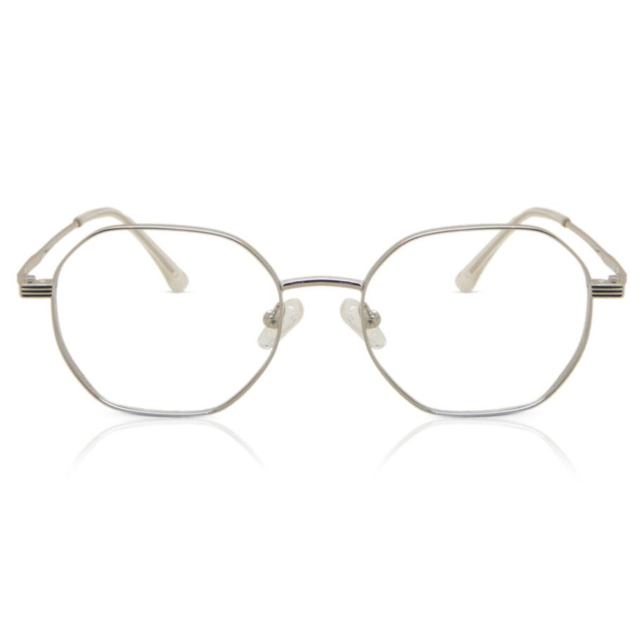 Heren Geometric Volledige rand Metaal Zilver Bril - Anti-Blauwlichtglazen - SmartBuy Collection