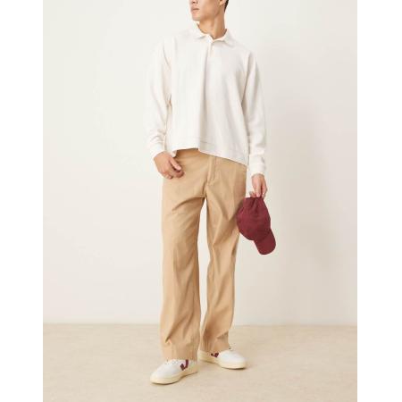 Abercrombie & Fitch - Ruimvallende broek van linnenmix in beige-Neutraal