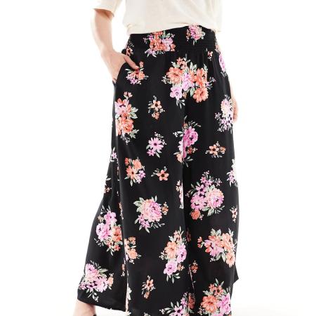 Yours Culotte met wijde pijpen en bloemenprint-Veelkleurig