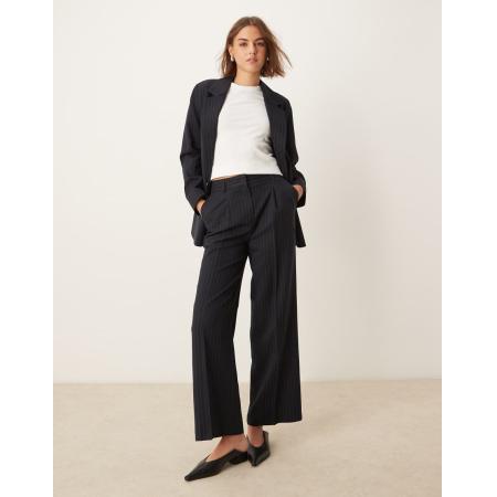 New Look Pinstripe broek met wijde pijpen in marineblauw, deel van co-ord set