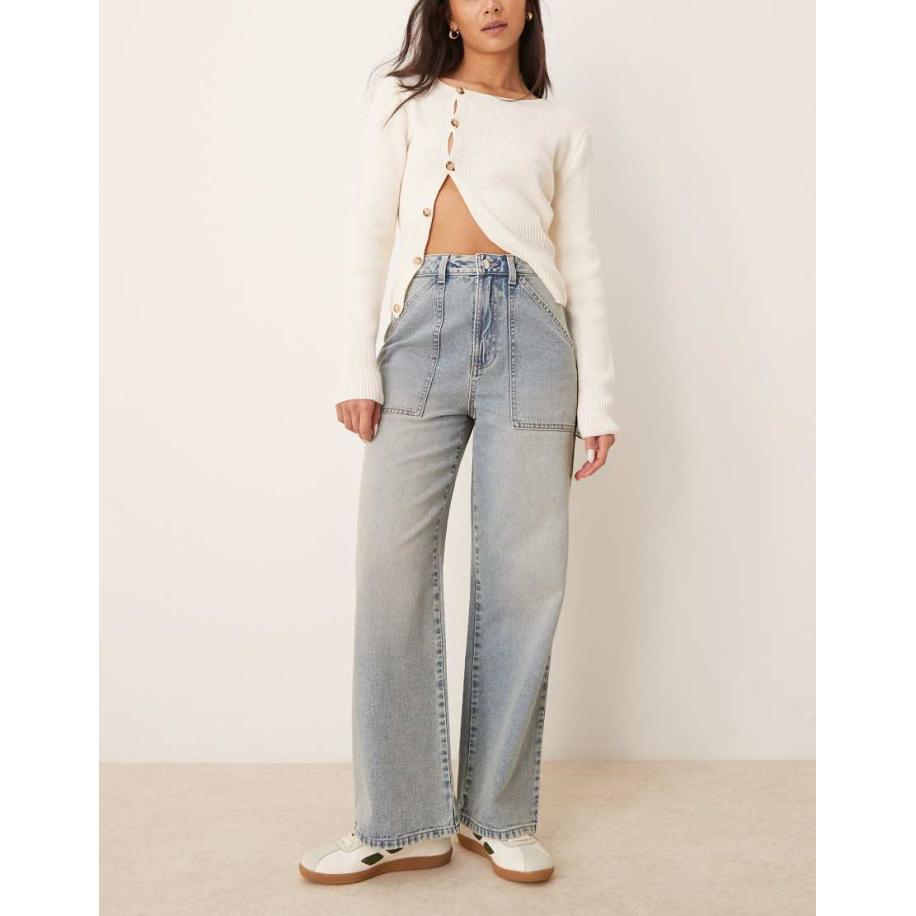 New Look Timmermansjeans met wijde pijpen in blauw Blauw