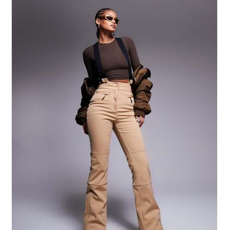 4505 Tall Ski Waterafstotende kickflare skibroek van softshell-stof in caramel-Neutraal