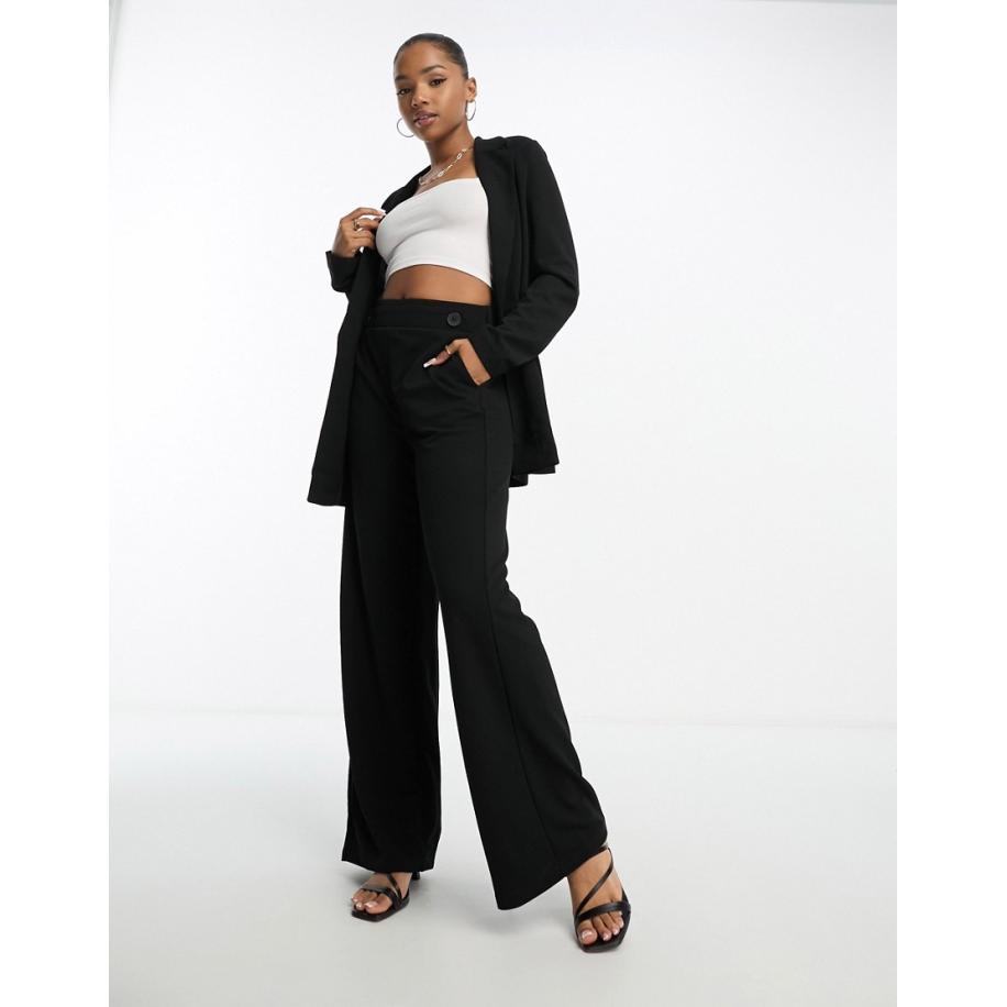 Vero Moda Jersey broek met wijde pijpen in zwart, deel van co-ord set Zwart