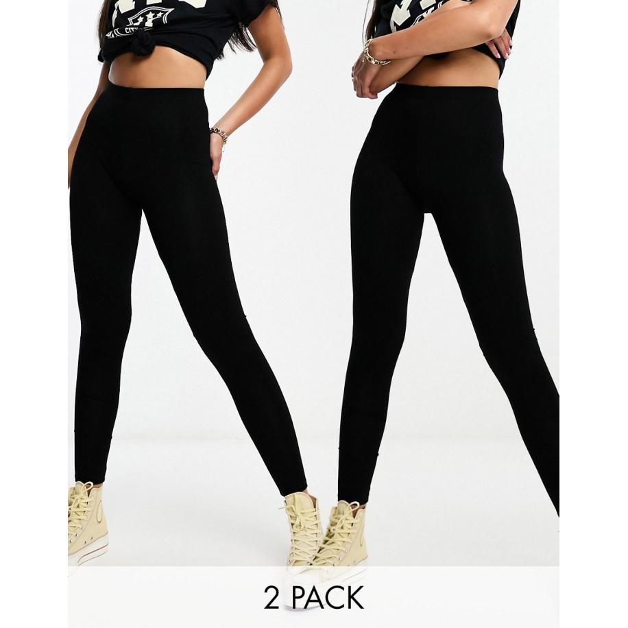 ASOS DESIGN Set van 2 leggings in zwart Zwart