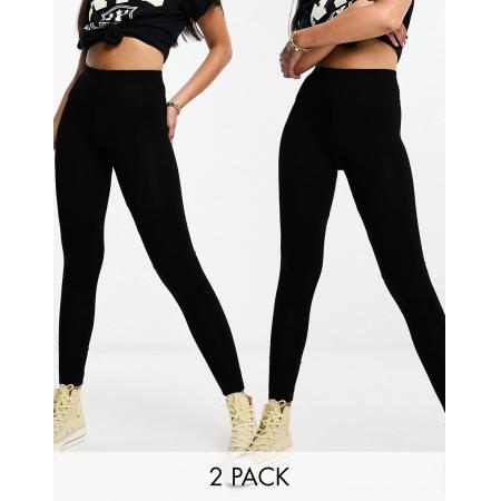 ASOS DESIGN Set van 2 leggings in zwart