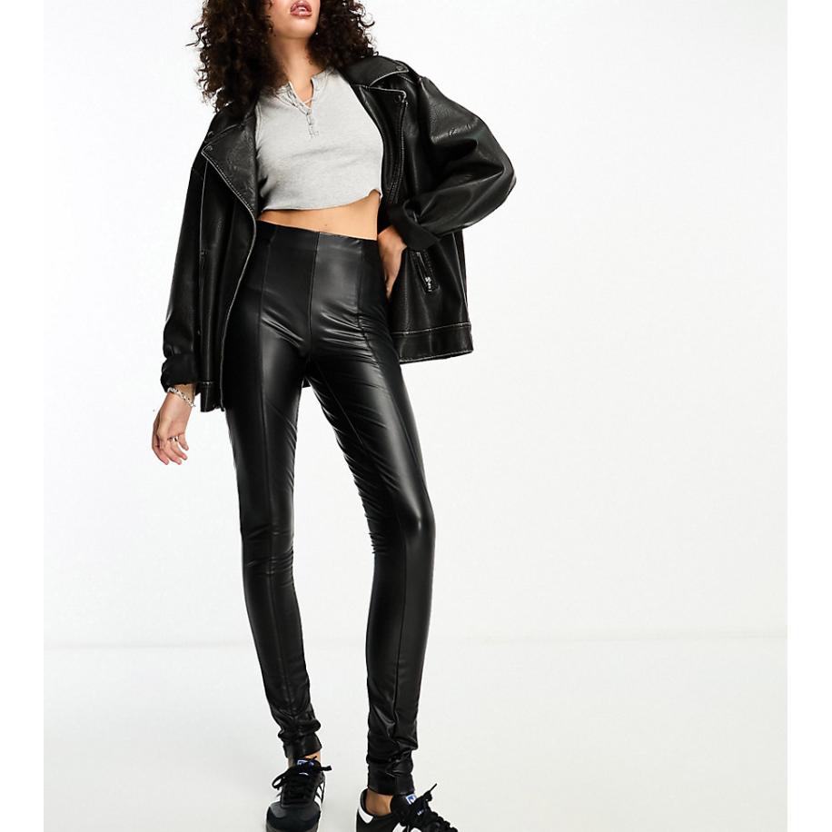 Only Tall Legging van imitatieleer in zwart Zwart