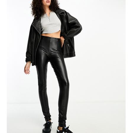 Only Tall Legging van imitatieleer in zwart