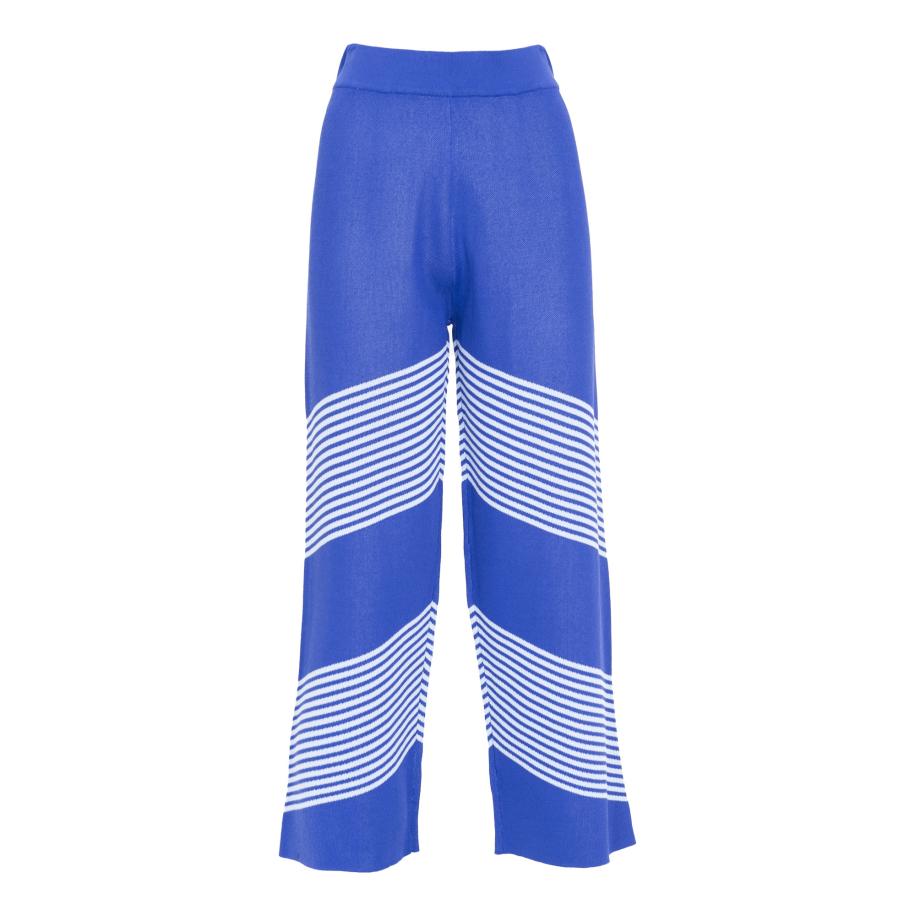 Influencer Influencer Broek Striped knit pants royal blue/koningsblauw / wit -