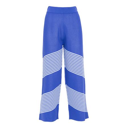 Influencer Influencer Broek Striped knit pants royal blue/koningsblauw / wit
