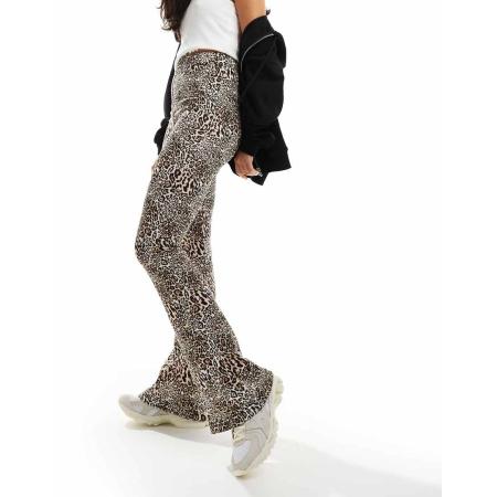 In The Style Exclusives Flare-broek met luipaardprint-Veelkleurig