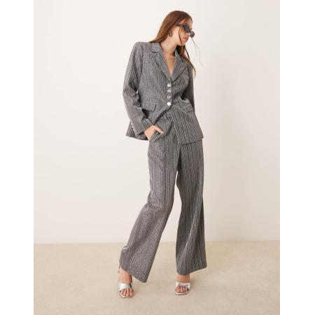 YAS Elegante nette pantalon met glitter in zilver, deel van co-ord set