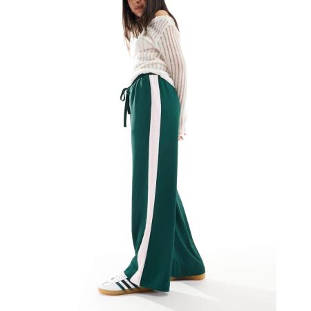 ASOS DESIGN Broek met elastische taille en contrasterend inzetstuk in bosgroen