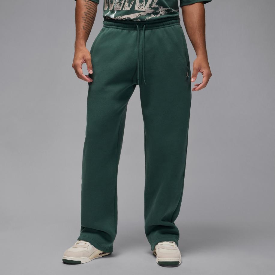 Jordan Brooklyn Fleece oversized broek met open zoom voor heren - Groen Groen