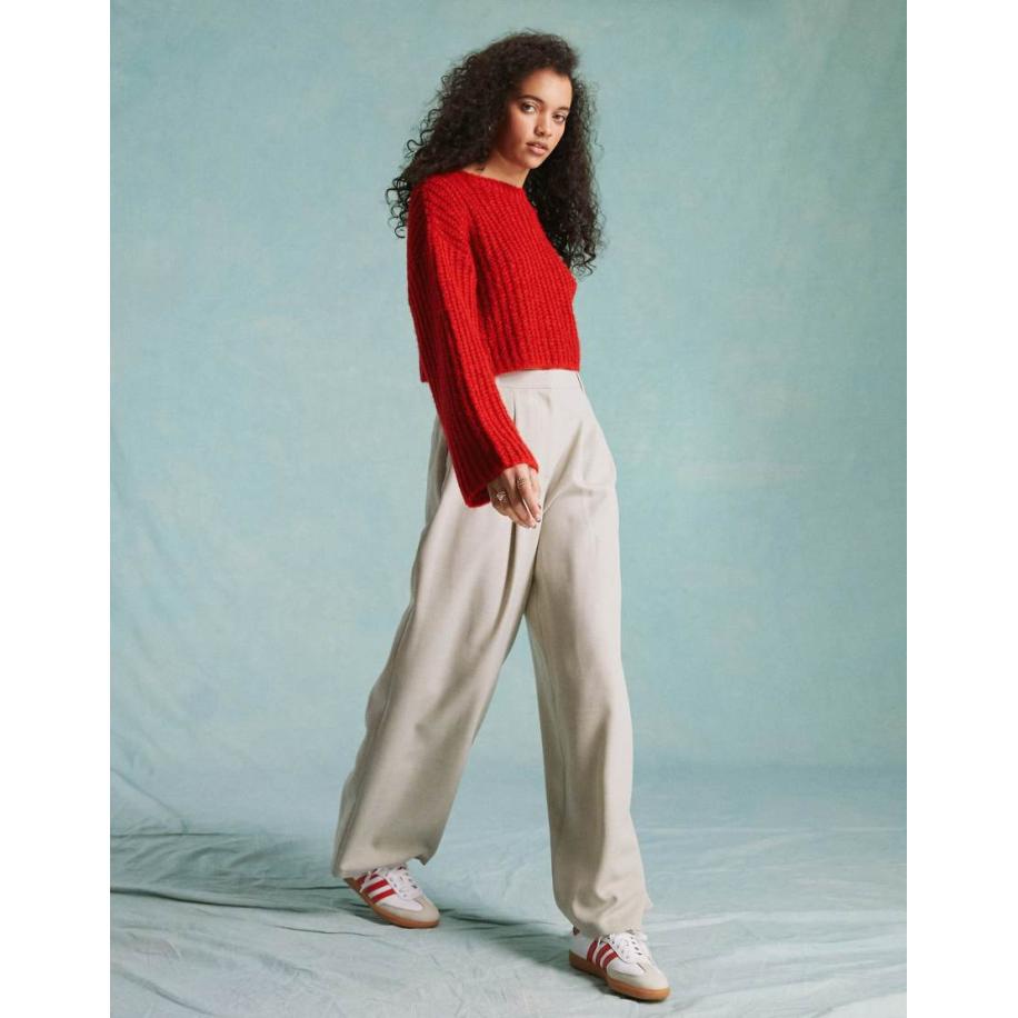 Miss Selfridge Pantalon met wijde pijpen in stone-Neutraal Multicolor