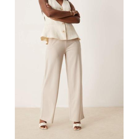 JDY Elegante broek met wijde pijpen in beige-Wit