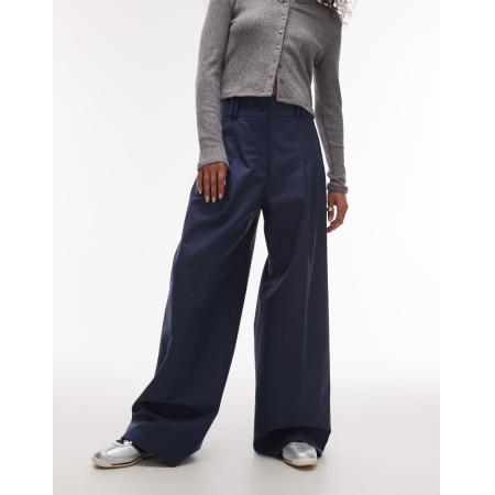 & Other Stories Ruimvallende nette broek met wijde pijpen en plooien in blauw