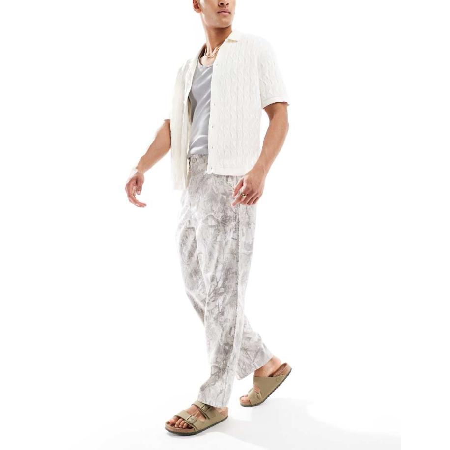 Hollister - Baggy linnen broek in camouflage-Groen Groen