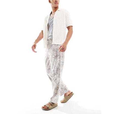 Hollister - Baggy linnen broek in camouflage-Groen