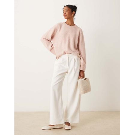 Abercrombie & Fitch Elegante broek met wijde pijpen in crème-Grijs