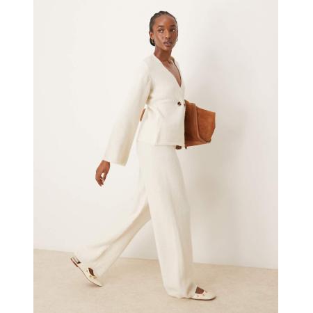 YAS Broek met wijde pijpen in gebroken wit, deel van co-ord set